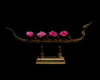 2022 11 Ridenour NANCY Thai Bronze Boat Candlestick and Mums