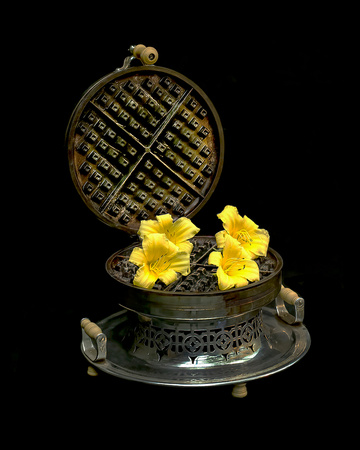 2022 11 Ridenour NANCY Antique Waffle Iron and Day lilies